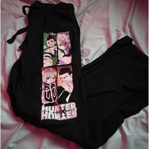 Black wide ankle hxh graphic pajama pants